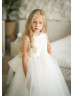 Ivory Lace Tulle V Back Flower Girl Dress With Detachable Train Ivory Lace Tulle V Back Flower Girl Dress With Detachable Train